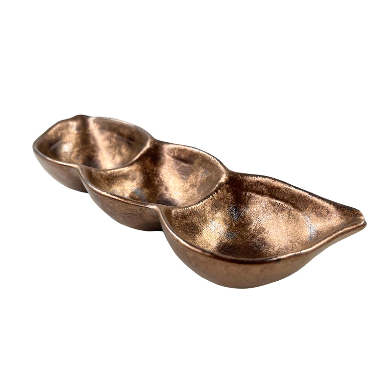 Porcelain Divided Sauce Dish Copper Coated