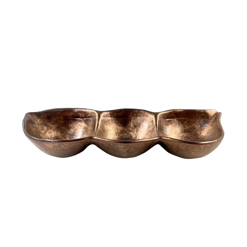 Porcelain Divided Sauce Dish Copper Coated