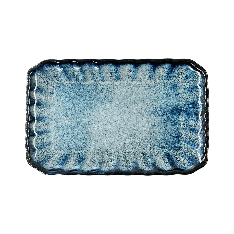 Japanese Serving Plate Rectangle 19.5cm Indigo Glaze