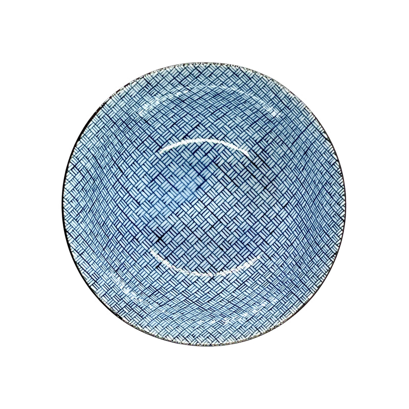 Japanese Ceramic Rice Bowl Series 15.5cm Blue Woven