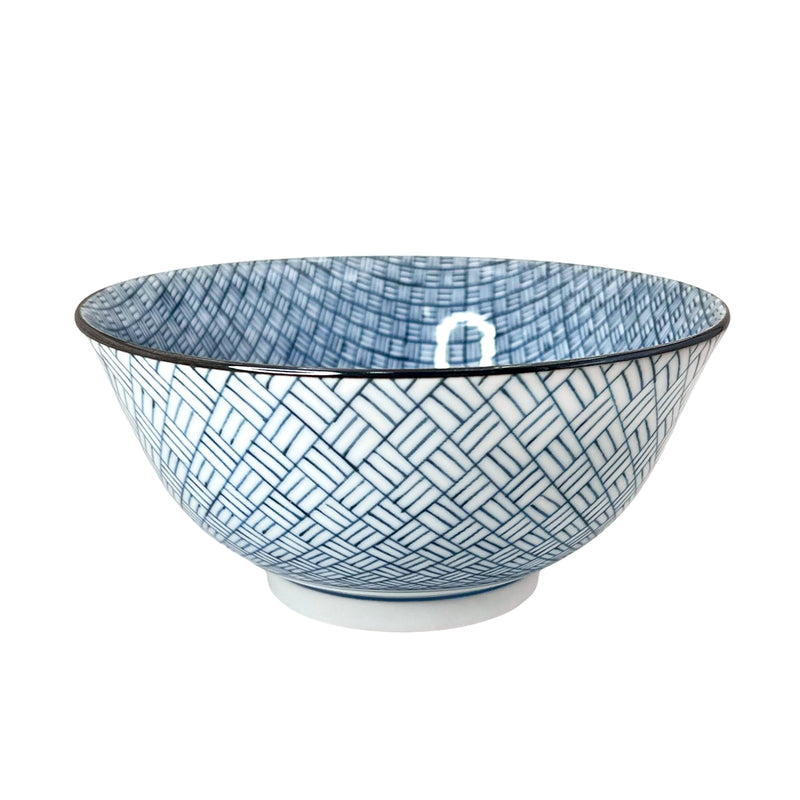 Japanese Ceramic Rice Bowl Series 15.5cm Blue Woven