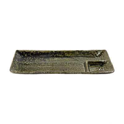 Japanese Retro Ceramic Serving Plate With Dipping Divider Green 33cm