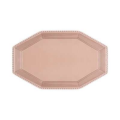 Minorutouki Mino Ware "Amy" Long Octagonal Serving Plate Pink 29cm