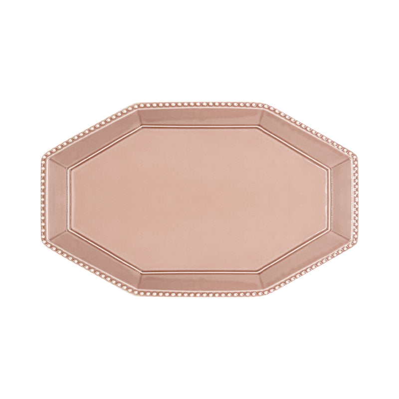 Minorutouki Mino Ware "Amy" Long Octagonal Serving Plate Pink 29cm
