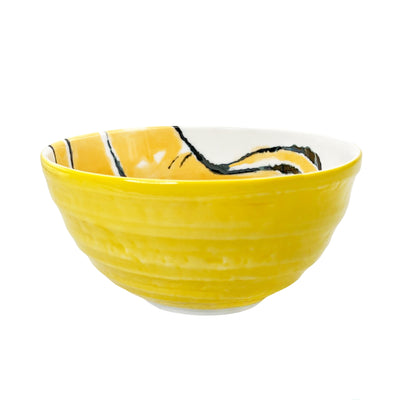 Japanese Ceramic Rice Bowl 13.5cm Pumpkin Yellow