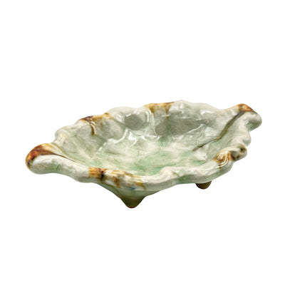 Japanese Ceramic Sauce Dish Leaf Shape Jade 13cm