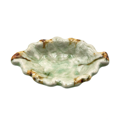 Japanese Ceramic Sauce Dish Leaf Shape Jade 13cm