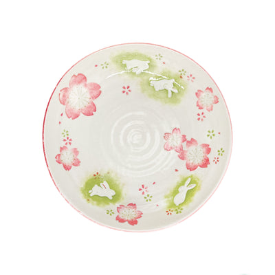 Japanese Serving Plate 21cm Peach Blossom & Rabbit