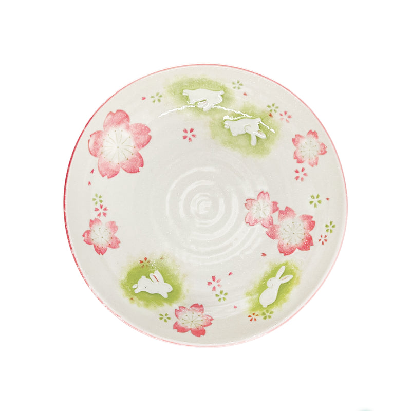 Japanese Serving Plate 21cm Peach Blossom & Rabbit