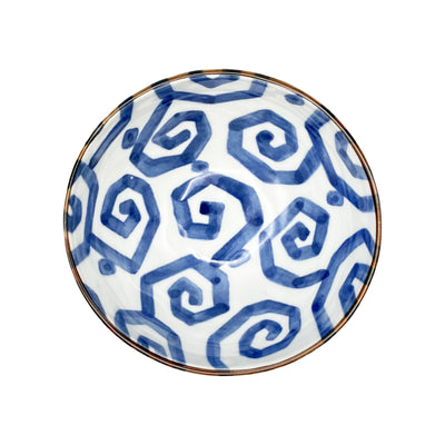 Japanese Ceramic Dessert Bowl 13cm Hachi Blue Vines