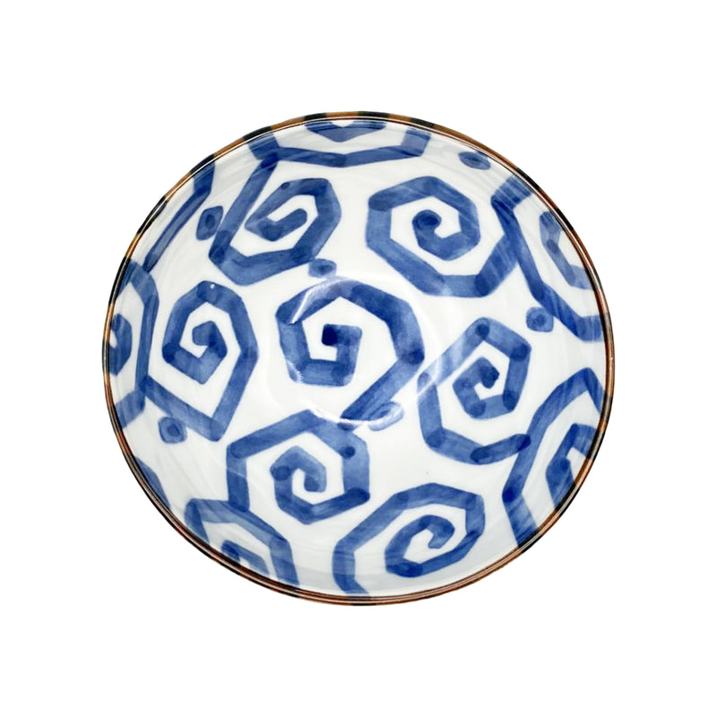 Japanese Ceramic Dessert Bowl 13cm Hachi Blue Vines