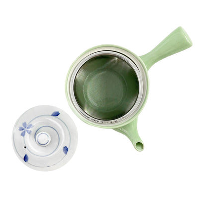 Japanese Ceramic Tea Pot With Handle Sakura Swirl