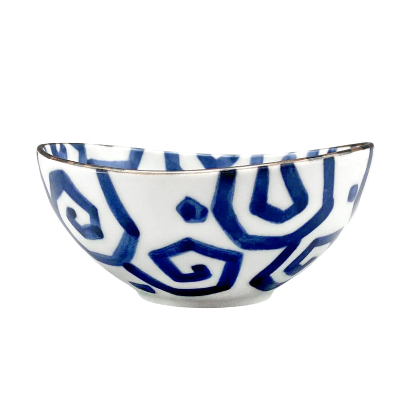 Japanese Ceramic Dessert Bowl 13cm Hachi Blue Vines