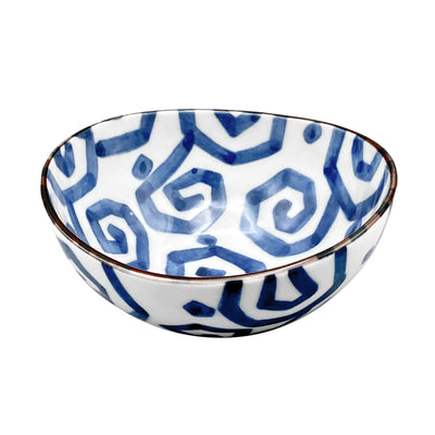 Japanese Ceramic Dessert Bowl 13cm Hachi Blue Vines