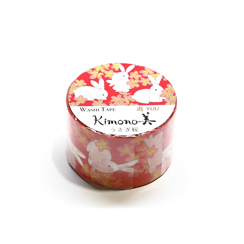 Kimono美 Masking Tape Series Rabbit Sakura ( Gold Leaf Gradation )