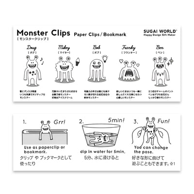 Monster Paper Clip Bookmark Series Grey