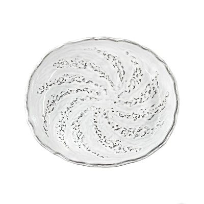 Ceramic Serving Bowl Grey & White Stone Raised 18cm