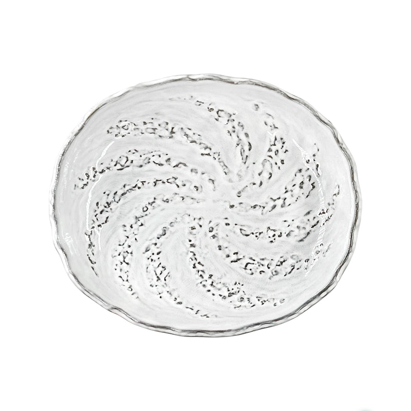Ceramic Serving Bowl Grey & White Stone Raised 18cm