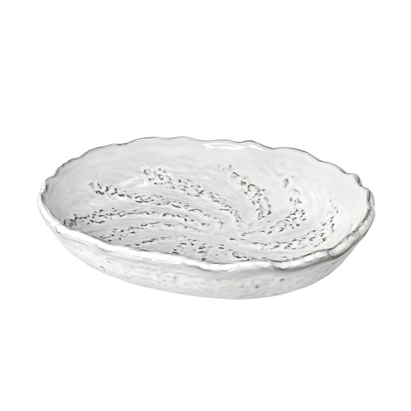 Ceramic Serving Bowl Grey & White Stone Raised 18cm