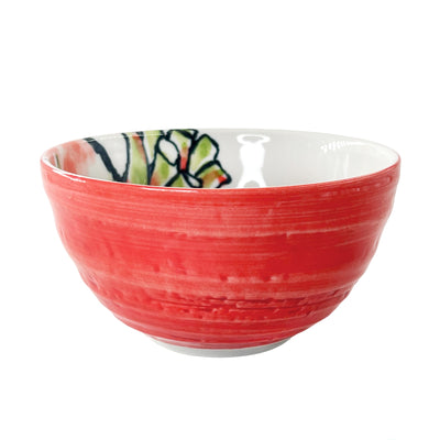Japanese Ceramic Rice Bowl 13.5cm Raddish Red