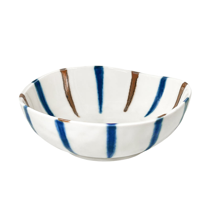 Japanese Ceramic Serving Bowl 16.5cm Due Stripes