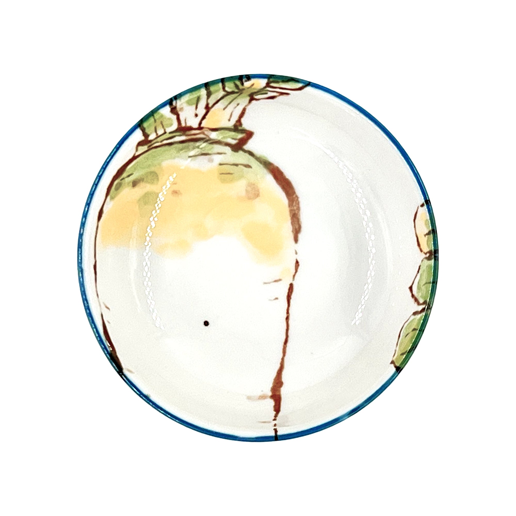 Japanese Ceramic Sauce Dish 9.5cm Hand Printed Daikon – Gokan
