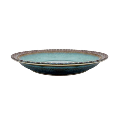 Japanese Ceramic Pasta Plate 16.5cm Cyan & Engraving