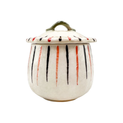 Ceramic Chawanmushi Soup Bowl With Lid Coloured Stripes