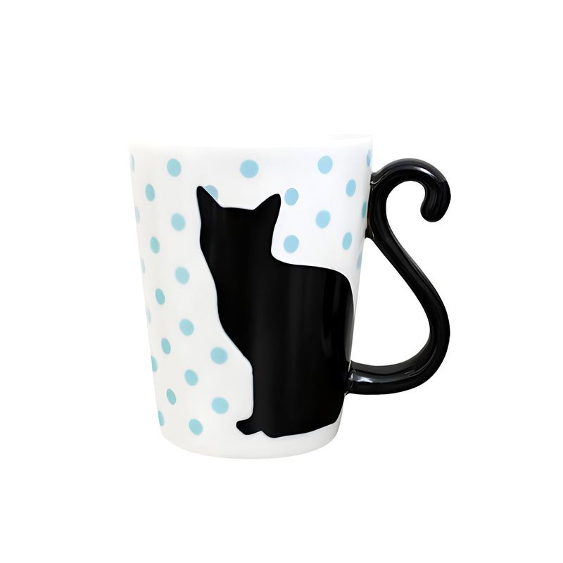 Mug Tea Cup Couple Series Black Cat & Polka Dot (Pair Of Cups)