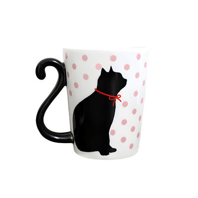 Mug Tea Cup Couple Series Black Cat & Polka Dot (Pair Of Cups)