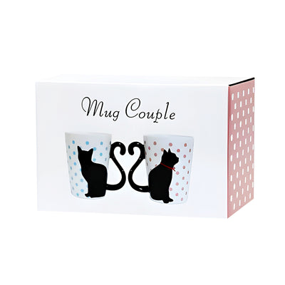 Mug Tea Cup Couple Series Black Cat & Polka Dot (Pair Of Cups)