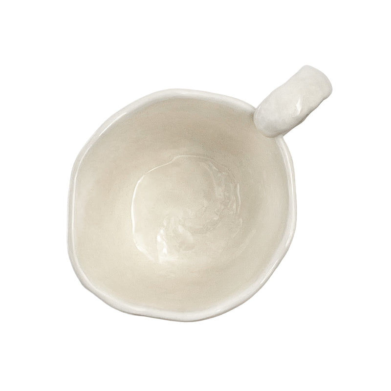 Japanese Coffee Mug White Stone Handmade 450ml