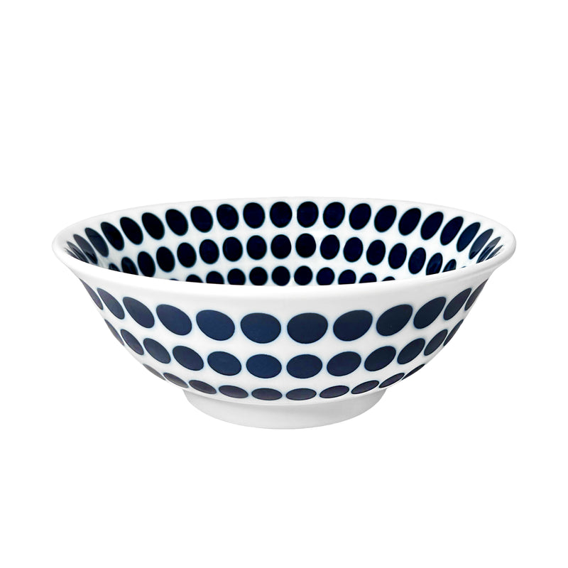 Japanese Mino Ware Ramen Noodle Bowl 20.5cm Blue Dots
