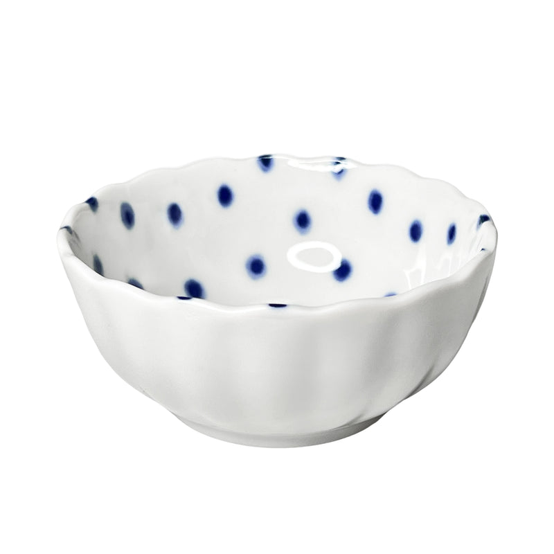 Japanese Ceramic Sauce Dish Bowl 9cm Blue Dots