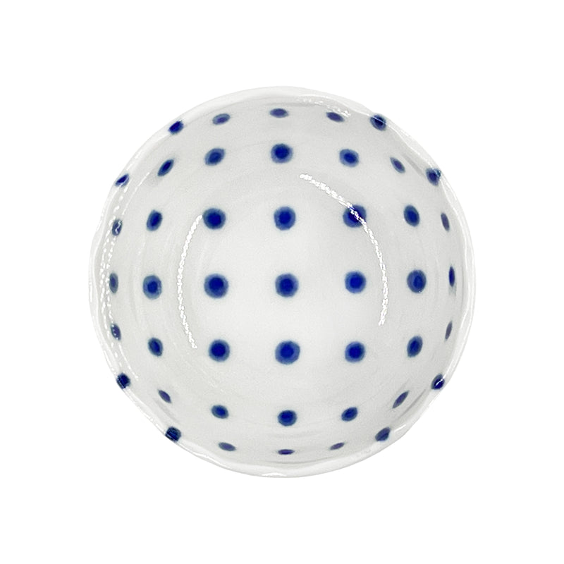 Japanese Ceramic Sauce Dish Bowl 9cm Blue Dots