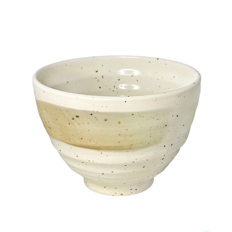 Japanese Ceramic Soup Bowl 12cm Brushwork Beige