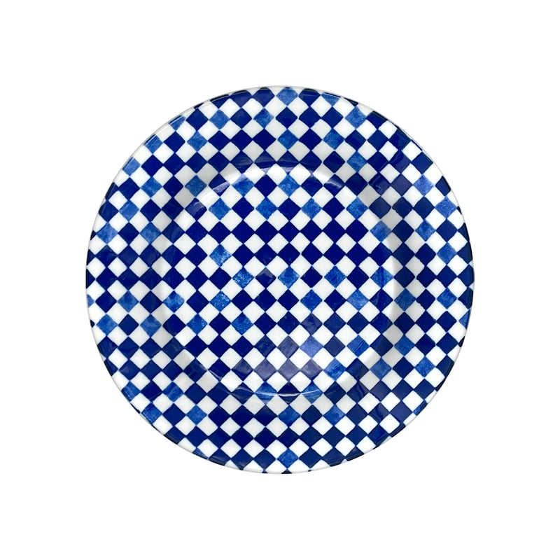 Japanese Ceramic Side Plate 16cm Blue Plaid