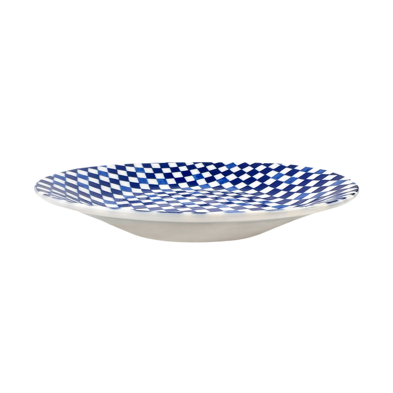 Japanese Ceramic Side Plate 16cm Blue Plaid