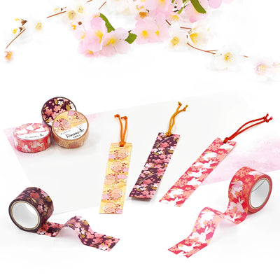 Kimono美 Masking Tape Series Rabbit Sakura ( Gold Leaf Gradation )