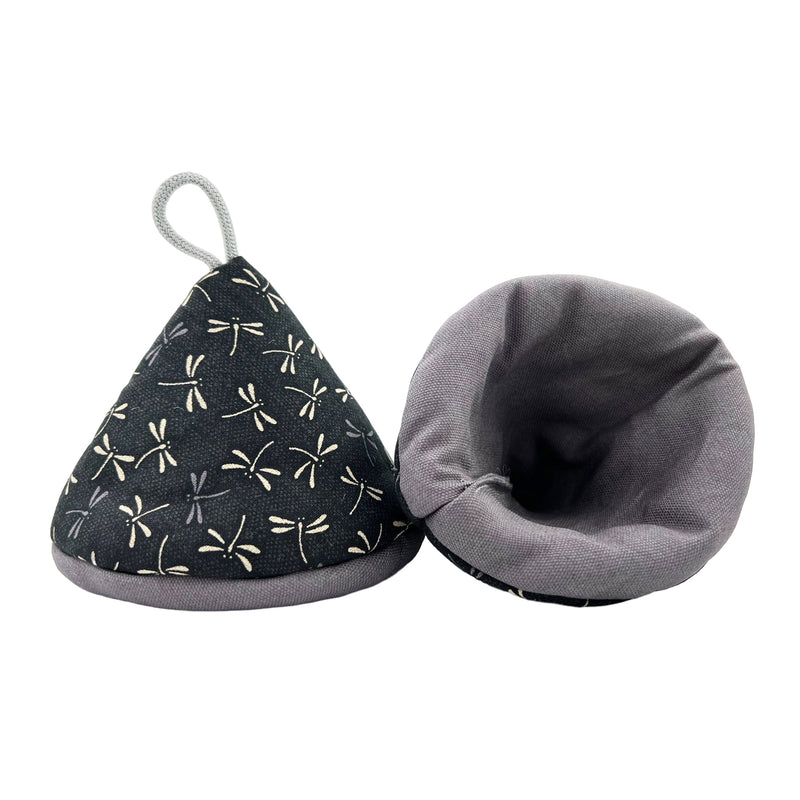 Handmade Triangle Linen Heat Proof Oven Mittens Dragonfly Series (Set Of 2)