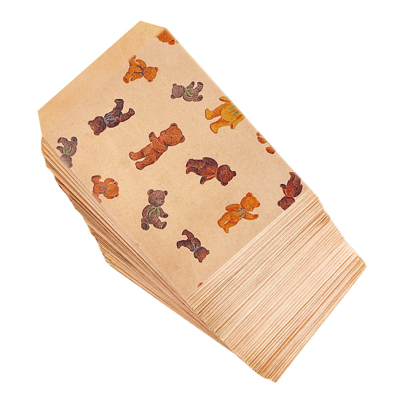 Kraft Flat Lolly Bags Teddy Bear 10pc