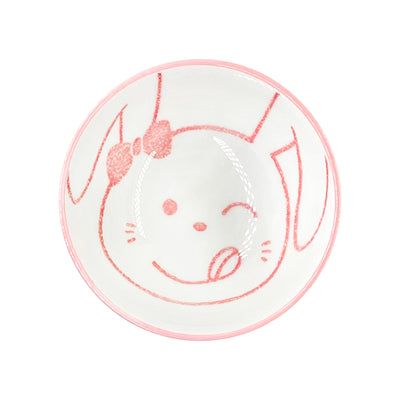 Japanese Ceramic Rice Bowl 10.5cm Cute Bunny Rabbit Pink