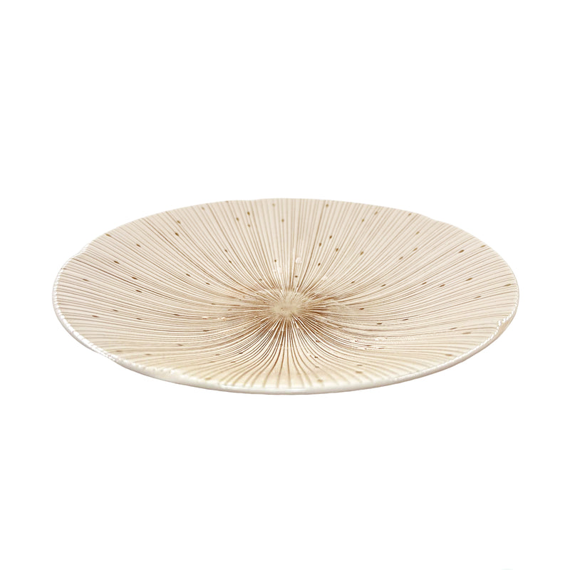 Ceramic Serving Plate 22cm Sendan Tokusa Beige Handmade In Japan