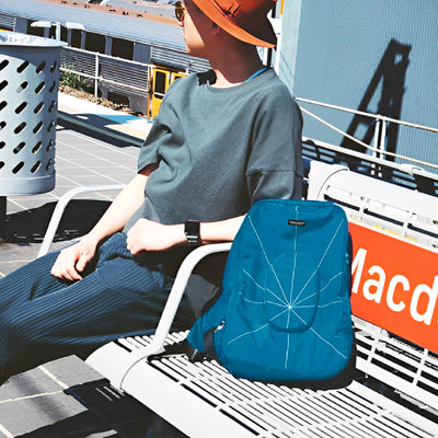 Urban Forest Tree Foldable Backpack Bag Ocean Blue