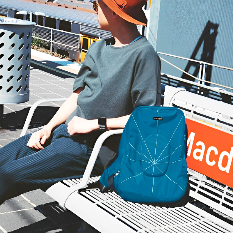 Urban Forest Tree Foldable Backpack Bag Ocean Blue