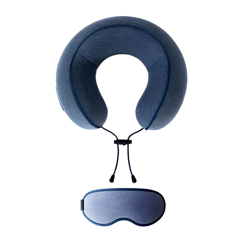 Urban Forest Blossom Neck Pillow & Eyeshade Travel Set Navy Blue