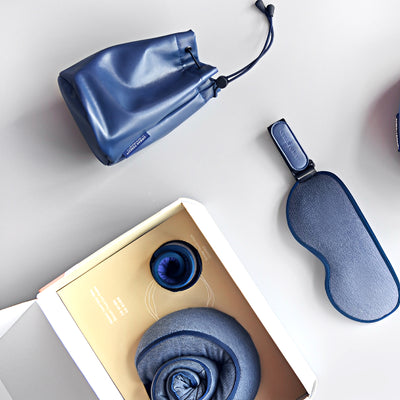 Urban Forest Blossom Neck Pillow & Eyeshade Travel Set Navy Blue