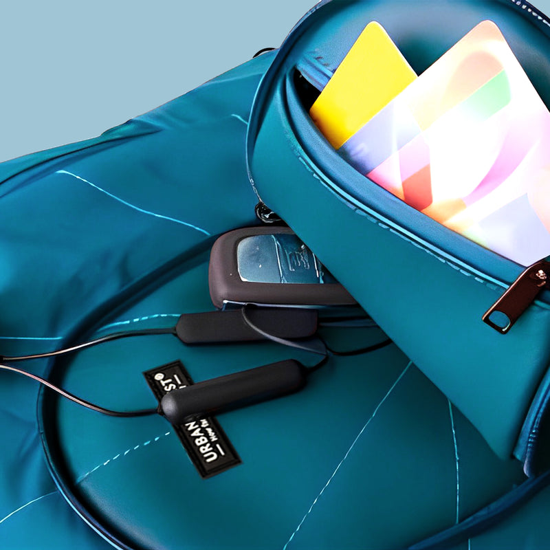Urban Forest Tree Foldable Backpack Bag Ocean Blue