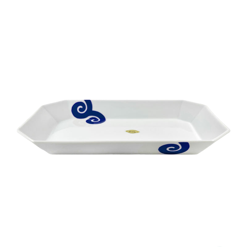 Japanese Ceramic Serving Dish 25cm Blue Vine