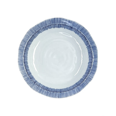 Japanese Ceramic Serving Bowl 16.5cm Blue Lines